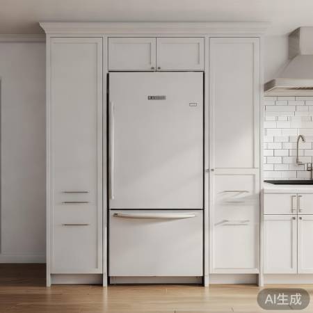 厨房空间小，选内置冰箱。