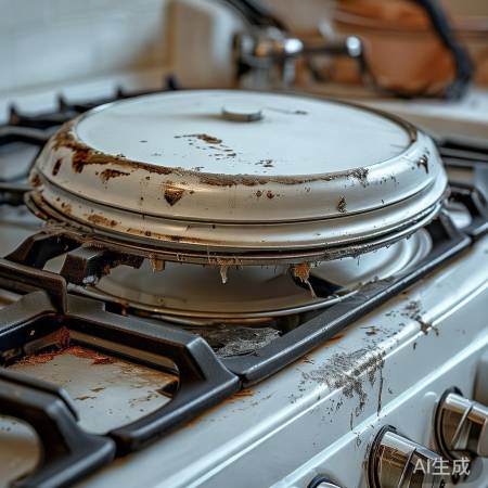 燃气灶炉盖粘因油污与热胀冷缩