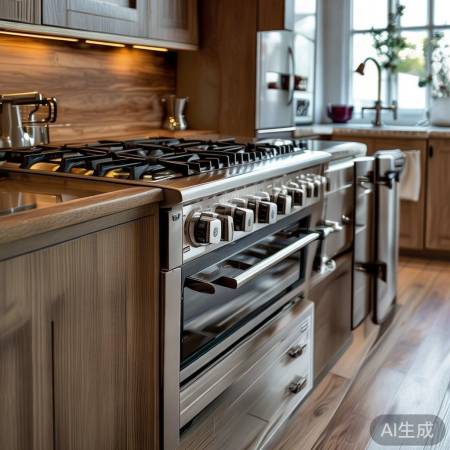 厨房布局看整体，嵌入或台面灶可