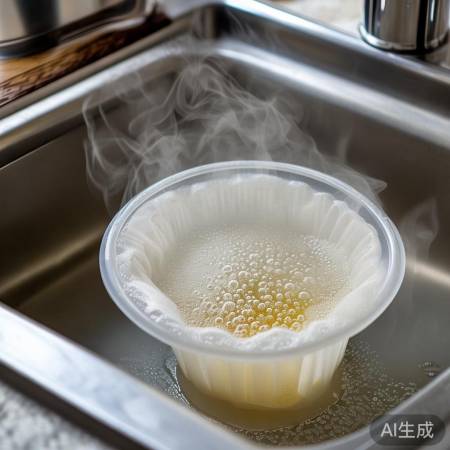 热水泡滤网去油渍