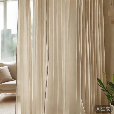 窗帘:配色和谐,透气褶皱美