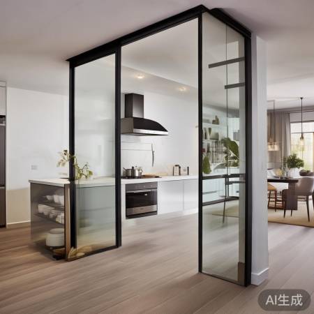 开放式厨房油烟显,装油烟机或隔