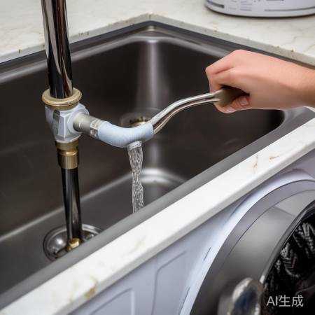 洗衣机排水阀开启，下水三通安装