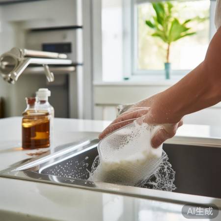 清洗滤网，碱醋消毒环保