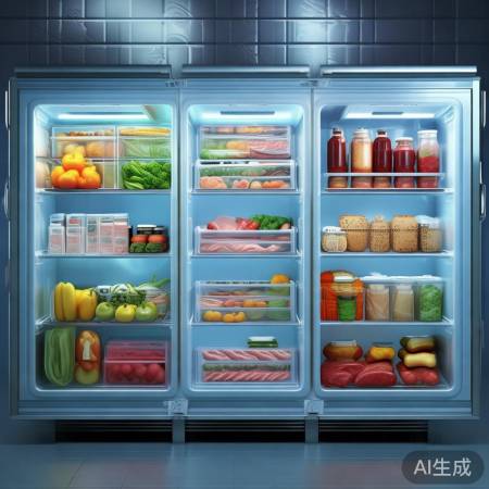 冷冻室结构：冷藏、冷冻、储物格