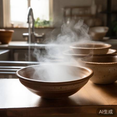 土碗洗净烫煮，晾晒消毒