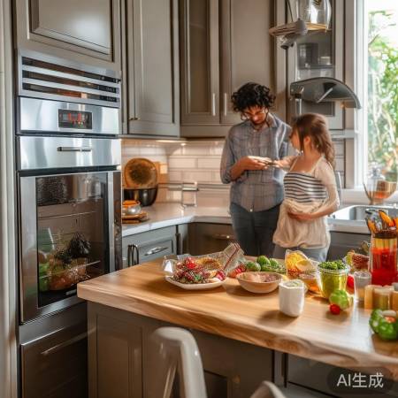 集成灶转角巧防水，厨房温馨舒适