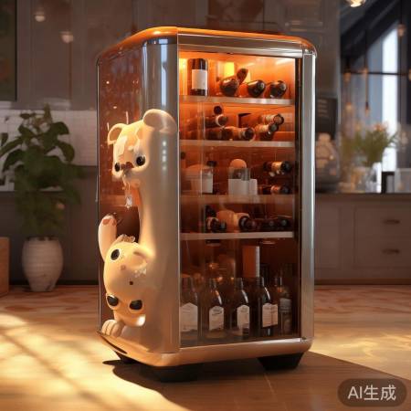 萌趣红酒柜，萌熊卡通风
