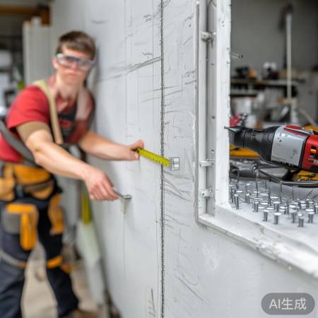 安装保险柜，测量钻孔固定