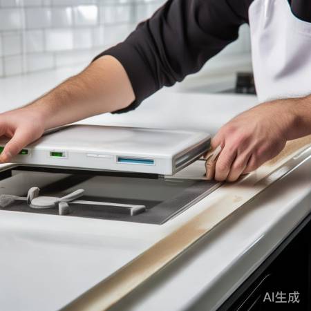 安装灶面，注意防滑