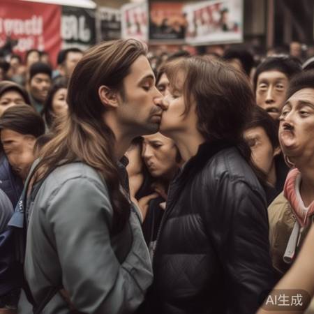 宣传人员尴尬亲嘴