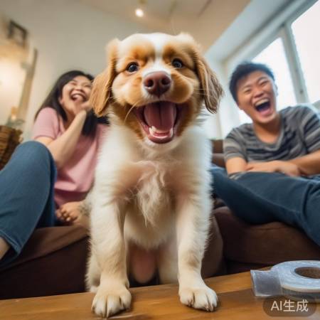 小狗撒娇,爸妈笑弯腰